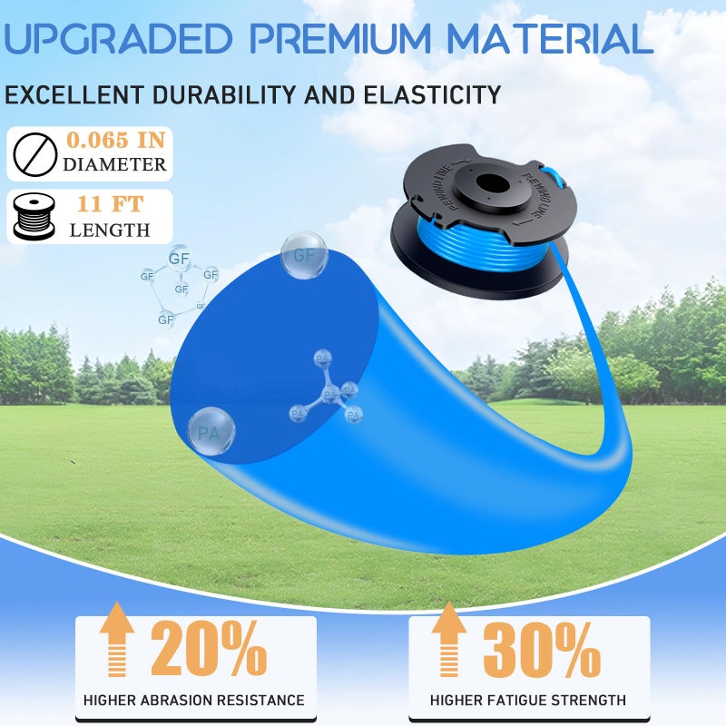 KAKO AC14RL3A String Trimmer Spool for Ryobi Weed Wacker String, 11ft 0.065" String Trimmer Line for Ryobi Weed Eater String 18v 24V 40V (12+2 Pack) - Image 3